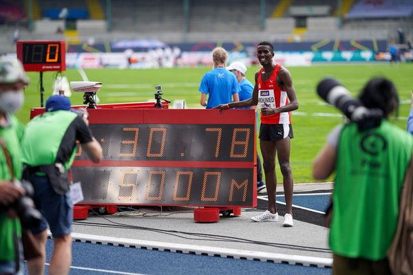 Mohamed Mohumed (LG Olympia Dortmund) am 05.06.2021 waehrend den deutschen Leichtathletik-Meisterschaften 2021 im Eintracht-Stadion in Braunschweig