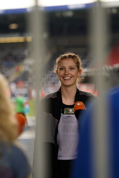 Imke Onnen (Hannover 96) im Interview am 05.06.2021 waehrend den deutschen Leichtathletik-Meisterschaften 2021 im Eintracht-Stadion in Braunschweig