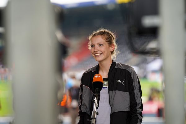 uImke Onnen (Hannover 96) im Interview am 05.06.2021 waehrend den deutschen Leichtathletik-Meisterschaften 2021 im Eintracht-Stadion in Braunschweig