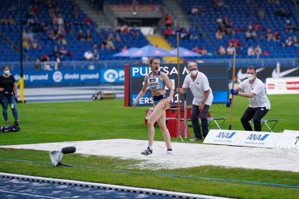 Maria Purtsa (LAC Erdgas Chemnitz) am 05.06.2021 waehrend den deutschen Leichtathletik-Meisterschaften 2021 im Eintracht-Stadion in Braunschweig