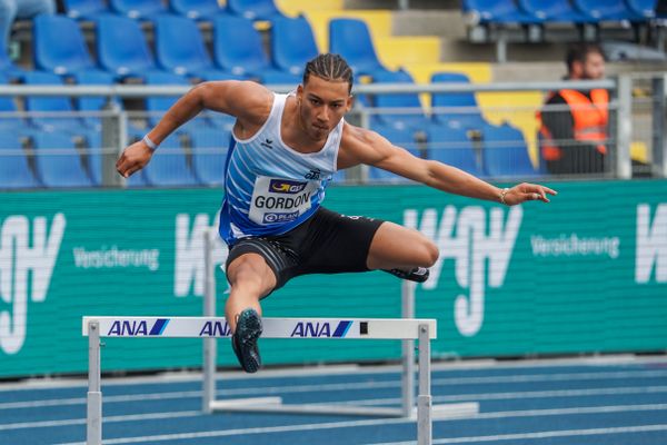 Jordan Gordon (OTB Osnabrueck) im Vorlauf ueber 400m Huerden am 05.06.2021 waehrend den deutschen Leichtathletik-Meisterschaften 2021 im Eintracht-Stadion in Braunschweig