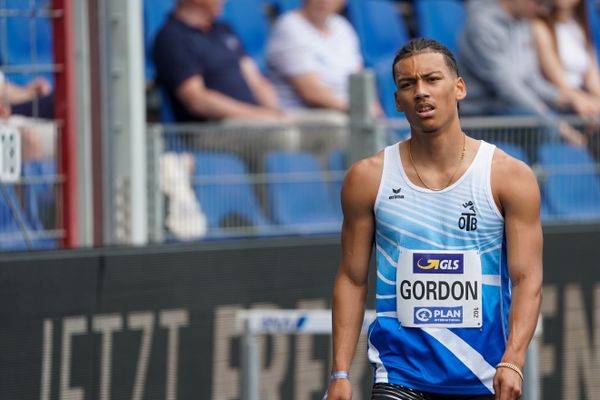 Jordan Gordon (OTB Osnabrueck) im Vorlauf ueber 400m Huerden am 05.06.2021 waehrend den deutschen Leichtathletik-Meisterschaften 2021 im Eintracht-Stadion in Braunschweig