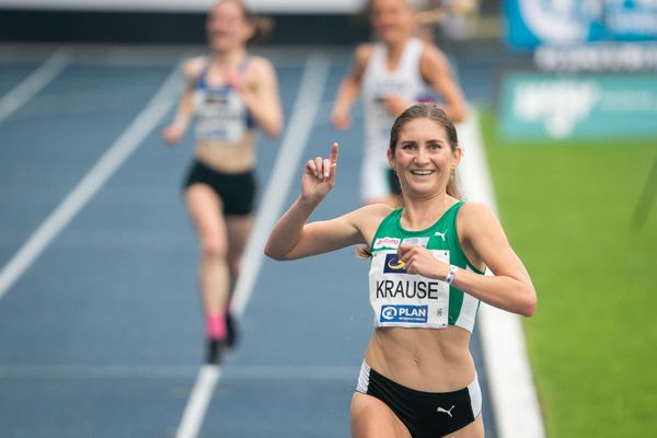 Gesa Felicitas Krause (Silvesterlauf Trier) gewinnt die 5000m am 06.06.2021 waehrend den deutschen Leichtathletik-Meisterschaften 2021 im Eintracht-Stadion in Braunschweig