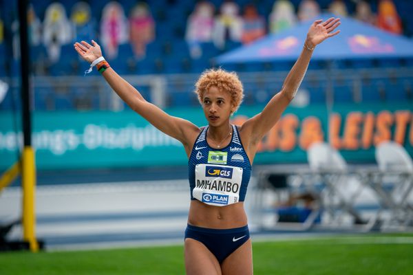 Malaika Mihambo (LG Kurpfalz) am 06.06.2021 waehrend den deutschen Leichtathletik-Meisterschaften 2021 im Eintracht-Stadion in Braunschweig