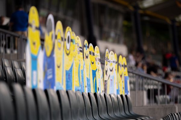 Pappfiguren im Publikum am 18.06.2021 waehrend den NLV + BLV Landesmeisterschaften im Jahnstadion in Göttingen