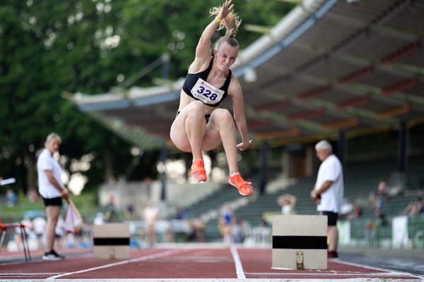 Kira Wittmann (LG Goettingen) im Dreisprung am 18.06.2021 waehrend den NLV + BLV Landesmeisterschaften im Jahnstadion in Göttingen