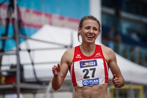 Melanie Boehm (LG Neckar-Enz) im 400m Huerden Finale am 27.06.2021 waehrend den deutschen U23 Leichtathletik-Meisterschaften 2021 im Stadion Oberwerth in Koblenz