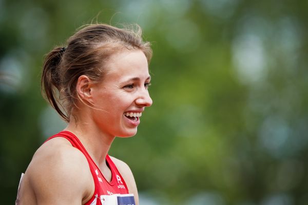 Melanie Boehm (LG Neckar-Enz) im 400m Huerden Finale am 27.06.2021 waehrend den deutschen U23 Leichtathletik-Meisterschaften 2021 im Stadion Oberwerth in Koblenz