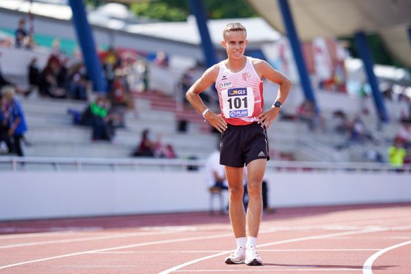 Geher Frederick Weigel (SC Potsdam) am 30.07.2021 waehrend den deutschen Leichtathletik-Jugendmeisterschaften 2021 in Rostock