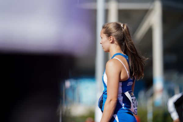 Annegret Jensen (TSV Lelm) beim Hammerwurf am 30.07.2021 waehrend den deutschen Leichtathletik-Jugendmeisterschaften 2021 in Rostock