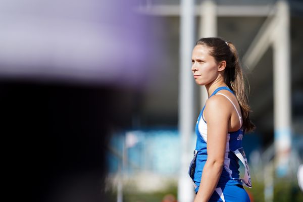 Annegret Jensen (TSV Lelm) beim Hammerwurf am 30.07.2021 waehrend den deutschen Leichtathletik-Jugendmeisterschaften 2021 in Rostock