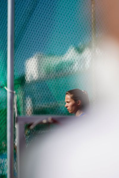 Annegret Jensen (TSV Lelm) beim Hammerwurf am 30.07.2021 waehrend den deutschen Leichtathletik-Jugendmeisterschaften 2021 in Rostock