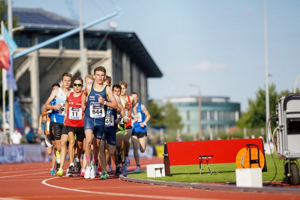 Jan Gerth (Post-Sportverein Trier), Lukas Ehrle (LG Brandenkopf), Jonas Kulgemeyer (OTB Osnabrueck)am 30.07.2021 waehrend den deutschen Leichtathletik-Jugendmeisterschaften 2021 in Rostock