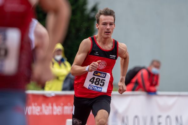 Florian Kroll (LG Osnabrueck) holt Bronze im 400m Finale am 31.07.2021 waehrend den deutschen Leichtathletik-Jugendmeisterschaften 2021 in Rostock (Tag 2)