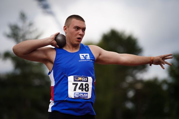 Lukas Schober (SG Weissig 1861) am 31.07.2021 waehrend den deutschen Leichtathletik-Jugendmeisterschaften 2021 in Rostock (Tag 2)