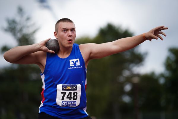 Lukas Schober (SG Weissig 1861) am 31.07.2021 waehrend den deutschen Leichtathletik-Jugendmeisterschaften 2021 in Rostock (Tag 2)