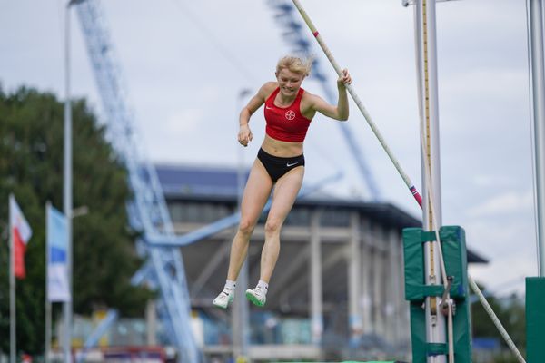 Laura Giese (TSV Bayer 04 Leverkusen) am 31.07.2021 waehrend den deutschen Leichtathletik-Jugendmeisterschaften 2021 in Rostock (Tag 2)