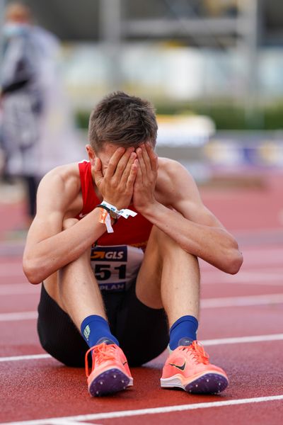 Deutscher Jugendmeister ueber 1500m Tim Kalies (Braunschweiger Laufclub) am 31.07.2021 waehrend den deutschen Leichtathletik-Jugendmeisterschaften 2021 in Rostock (Tag 2)