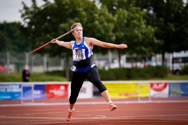 Emilie Ulrich (Hallesche Leichtathl.-Freunde) am 01.08.2021 waehrend den deutschen Leichtathletik-Jugendmeisterschaften 2021 in Rostock (Tag 3)