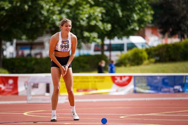 Franca Arnold (SSV Ulm 1846) am 01.08.2021 waehrend den deutschen Leichtathletik-Jugendmeisterschaften 2021 in Rostock (Tag 3)