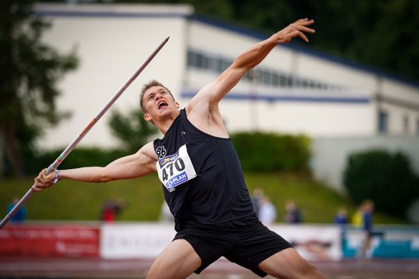 Jannick Voss (Hannover 96) am 01.08.2021 waehrend den deutschen Leichtathletik-Jugendmeisterschaften 2021 in Rostock (Tag 3)