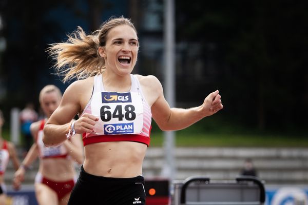 Lucia Sturm (TSV Moselfeuer Lehmen)am 01.08.2021 waehrend den deutschen Leichtathletik-Jugendmeisterschaften 2021 in Rostock (Tag 3)