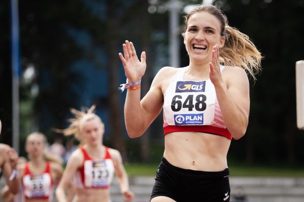 Lucia Sturm (TSV Moselfeuer Lehmen)am 01.08.2021 waehrend den deutschen Leichtathletik-Jugendmeisterschaften 2021 in Rostock (Tag 3)