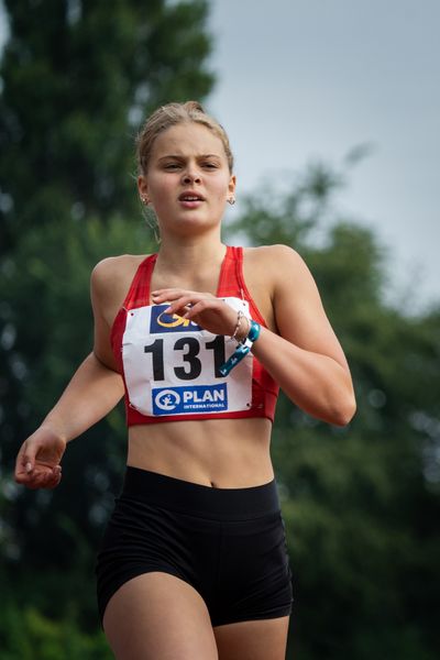 Meret Marie Plesse (VfL Eintracht Hannover) ueber 100m Huerden am 21.08.2021 bei den Deutschen Meisterschaften Mehrkampf im Auestadion in Wesel (Tag 2)