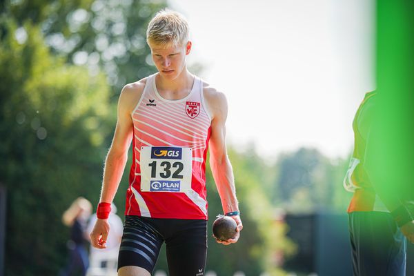 Torben Prepens (TV Cloppenburg) beim Kugelstossen am 21.08.2021 bei den Deutschen Meisterschaften Mehrkampf im Auestadion in Wesel (Tag 2)