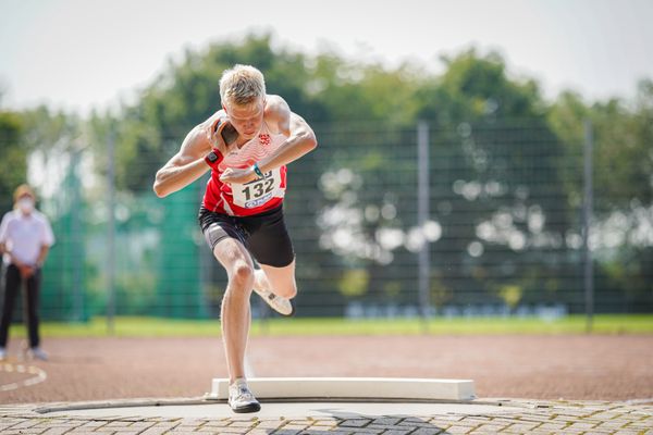 Torben Prepens (TV Cloppenburg) beim Kugelstossen am 21.08.2021 bei den Deutschen Meisterschaften Mehrkampf im Auestadion in Wesel (Tag 2)