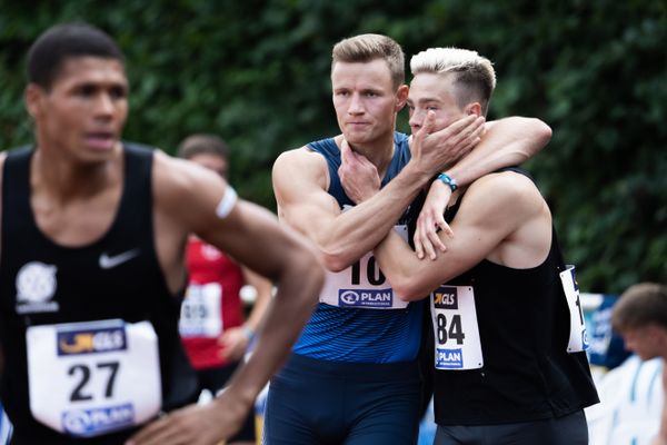Jannis Wolff (Eintracht Frankfurt e.V.) und Nico Beckers (LAV Bayer Uerdingen/Dormagen) am 21.08.2021 bei den Deutschen Meisterschaften Mehrkampf im Auestadion in Wesel (Tag 2)