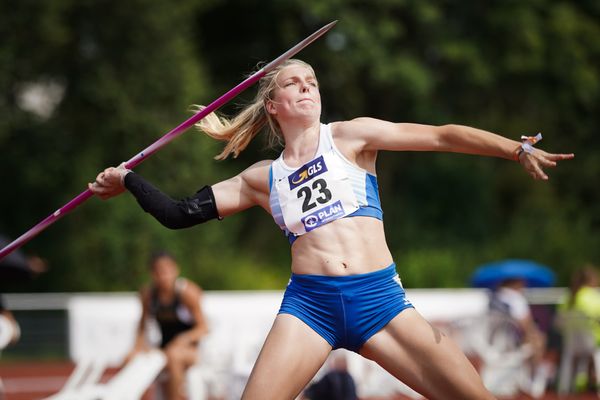 Marie Dehning (LG Celle-Land) beim Speerwurf am 21.08.2021 bei den Deutschen Meisterschaften Mehrkampf im Auestadion in Wesel (Tag 2)