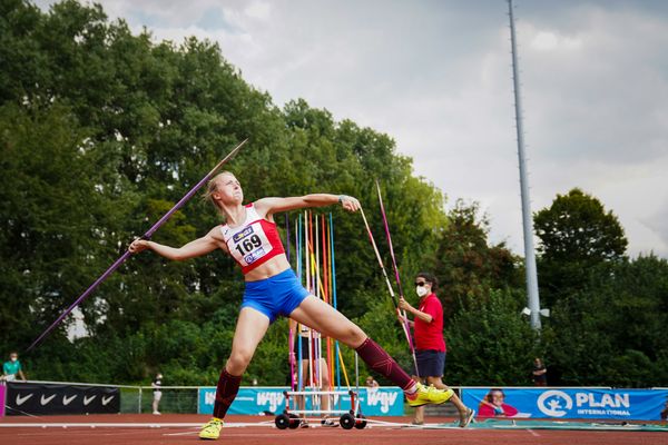 Julia Todt (SV Union Meppen) beim Speerwurf am 21.08.2021 bei den Deutschen Meisterschaften Mehrkampf im Auestadion in Wesel (Tag 2)