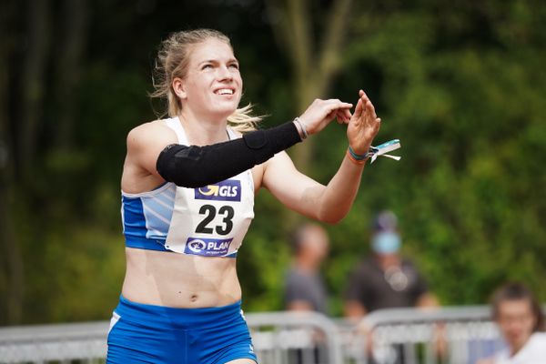 Marie Dehning (LG Celle-Land) beim Speerwurf am 21.08.2021 bei den Deutschen Meisterschaften Mehrkampf im Auestadion in Wesel (Tag 2)