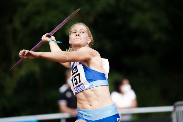 Lara Siemer (Rukeli Trollmann e. V.) am 21.08.2021 bei den Deutschen Meisterschaften Mehrkampf im Auestadion in Wesel (Tag 2)