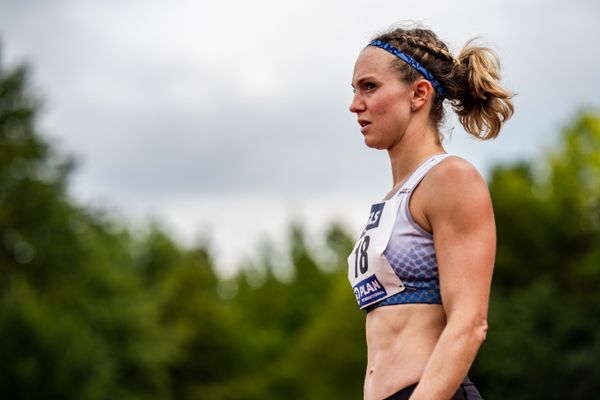 Marion Brunner (LG TELIS FINANZ Regensburg) beim Hochsprung am 21.08.2021 bei den Deutschen Meisterschaften Mehrkampf im Auestadion in Wesel (Tag 2)