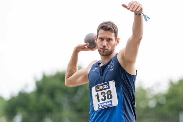 Jan Ruhrmann (LAV Bayer Uerdingen/Dormagen) beim Kugelstossen am 21.08.2021 bei den Deutschen Meisterschaften Mehrkampf im Auestadion in Wesel (Tag 2)