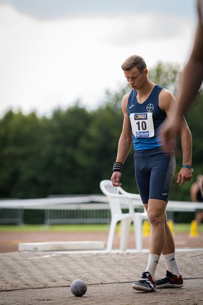 Nico Beckers (LAV Bayer Uerdingen/Dormagen) beim Kugelstossen am 21.08.2021 bei den Deutschen Meisterschaften Mehrkampf im Auestadion in Wesel (Tag 2)