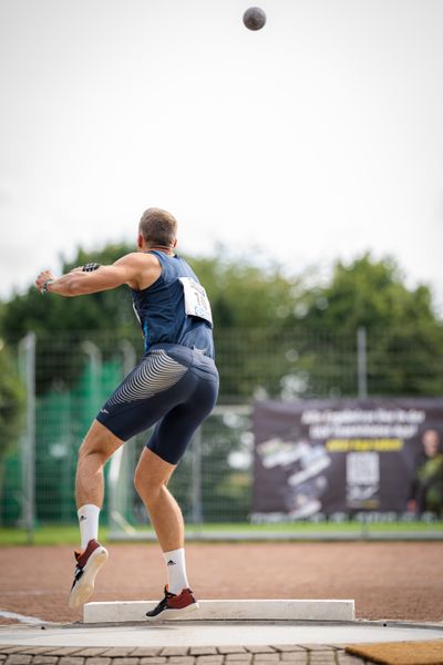 Nico Beckers (LAV Bayer Uerdingen/Dormagen) beim Kugelstossen am 21.08.2021 bei den Deutschen Meisterschaften Mehrkampf im Auestadion in Wesel (Tag 2)