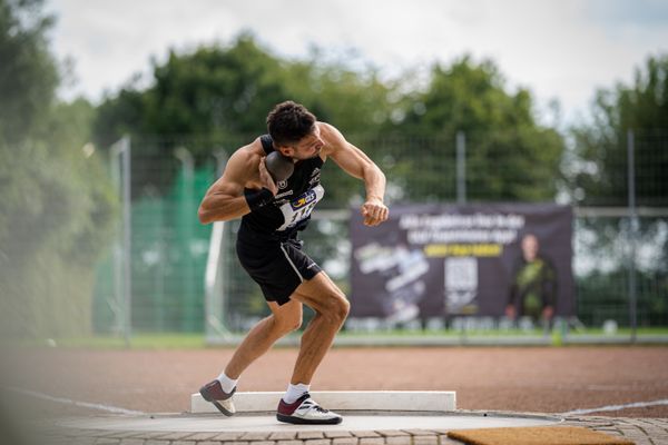 Tim Nowak (SSV Ulm 1846) beim Kugelstossen am 21.08.2021 bei den Deutschen Meisterschaften Mehrkampf im Auestadion in Wesel (Tag 2)