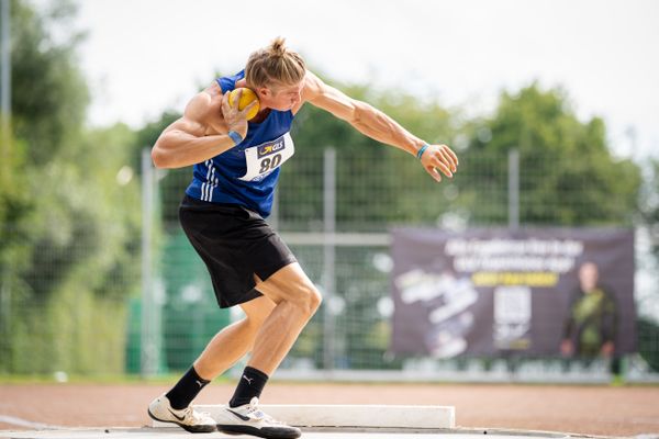 Yannik Knobloch (LG Welfen) beim Kugelstossen am 21.08.2021 bei den Deutschen Meisterschaften Mehrkampf im Auestadion in Wesel (Tag 2)