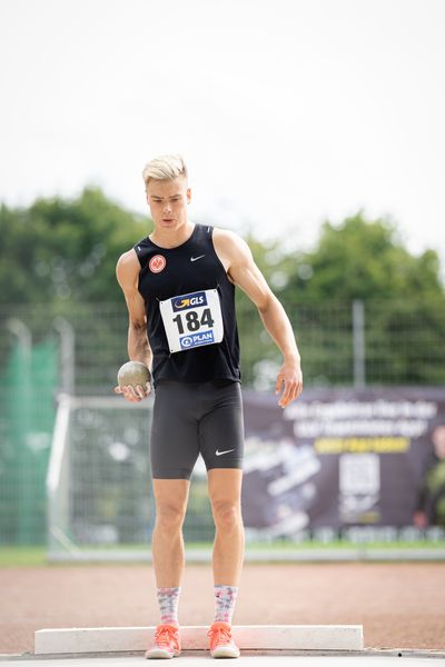 Jannis Wolff (Eintracht Frankfurt e.V.) beim Kugelstossen am 21.08.2021 bei den Deutschen Meisterschaften Mehrkampf im Auestadion in Wesel (Tag 2)