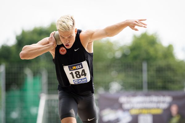 Jannis Wolff (Eintracht Frankfurt e.V.) beim Kugelstossen am 21.08.2021 bei den Deutschen Meisterschaften Mehrkampf im Auestadion in Wesel (Tag 2)