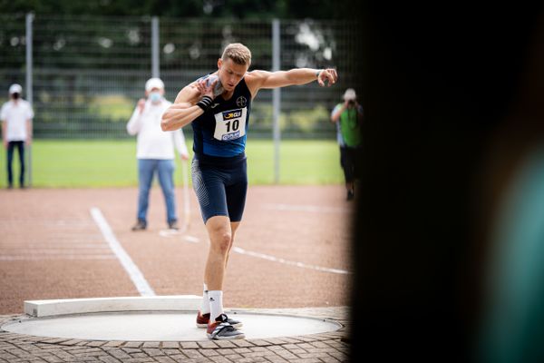 Nico Beckers (LAV Bayer Uerdingen/Dormagen) beim Kugelstossen am 21.08.2021 bei den Deutschen Meisterschaften Mehrkampf im Auestadion in Wesel (Tag 2)