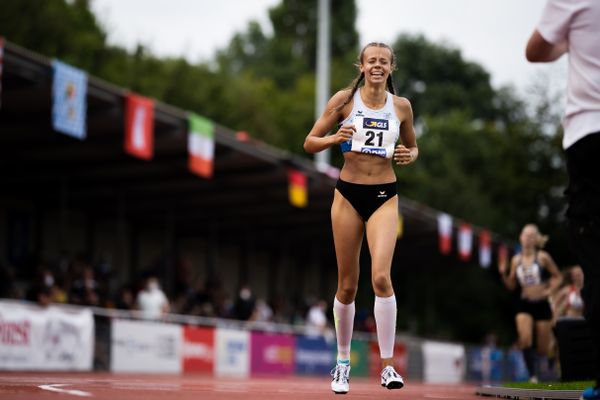 Katja Davidowske (Kirchheimer SC) am 21.08.2021 bei den Deutschen Meisterschaften Mehrkampf im Auestadion in Wesel (Tag 2)