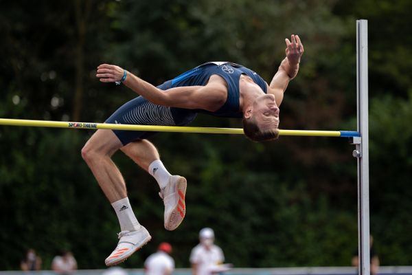 Nico Beckers (LAV Bayer Uerdingen/Dormagen) beim Hochsprung am 21.08.2021 bei den Deutschen Meisterschaften Mehrkampf im Auestadion in Wesel (Tag 2)