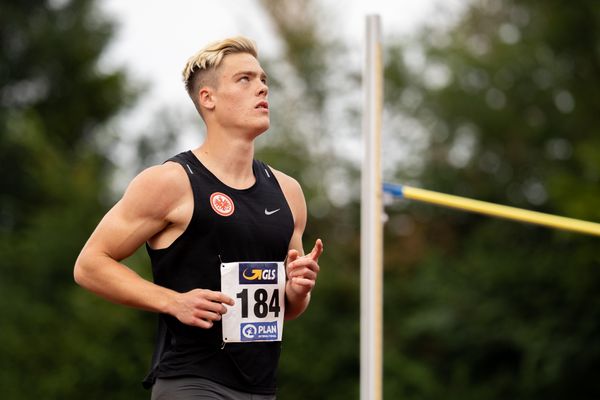 Jannis Wolff (Eintracht Frankfurt e.V.) beim Hochsprung am 21.08.2021 bei den Deutschen Meisterschaften Mehrkampf im Auestadion in Wesel (Tag 2)