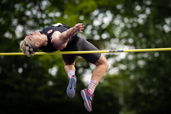 Jannis Wolff (Eintracht Frankfurt e.V.) beim Hochsprung am 21.08.2021 bei den Deutschen Meisterschaften Mehrkampf im Auestadion in Wesel (Tag 2)