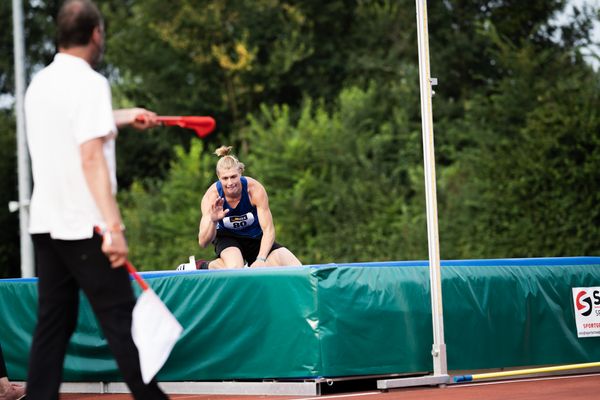 Yannik Knobloch (LG Welfen) beim Hochsprung am 21.08.2021 bei den Deutschen Meisterschaften Mehrkampf im Auestadion in Wesel (Tag 2)