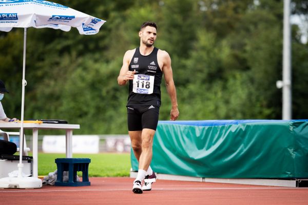 Tim Nowak (SSV Ulm 1846) beim Hochsprung am 21.08.2021 bei den Deutschen Meisterschaften Mehrkampf im Auestadion in Wesel (Tag 2)